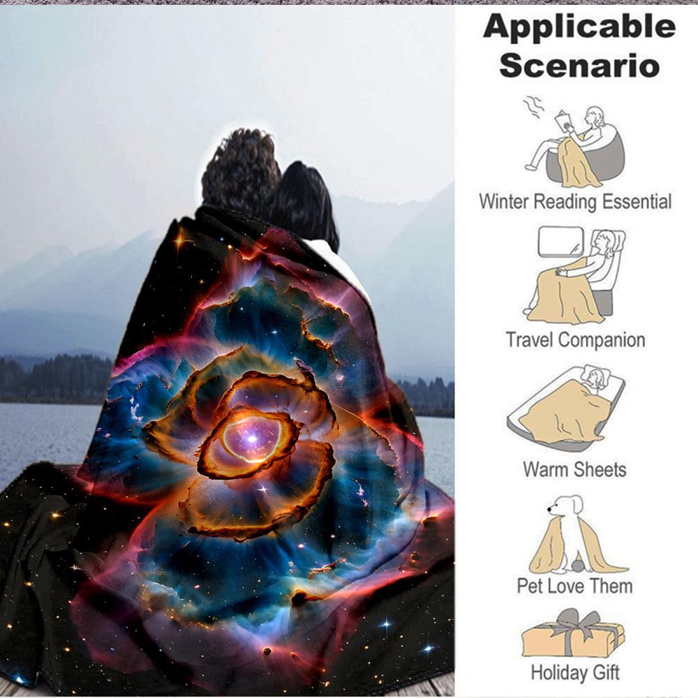 1pc Cosmic Rose Nebula Blanket, Lightweight Flannel Fleece with Digital Printing, Soft Warm for Sofa, Travel, Camping, Office, Couch, Chair, and Bed,