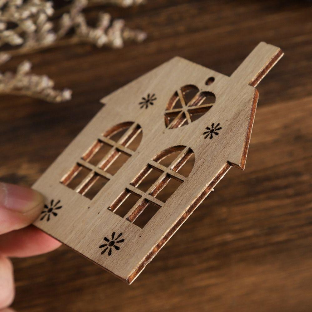 20pcs Wooden Pendant Christmas Wood House Navidad 2026 Home Decor Xmas Tree Hanging New Year Tree Ornament DIY Wooden Pendant