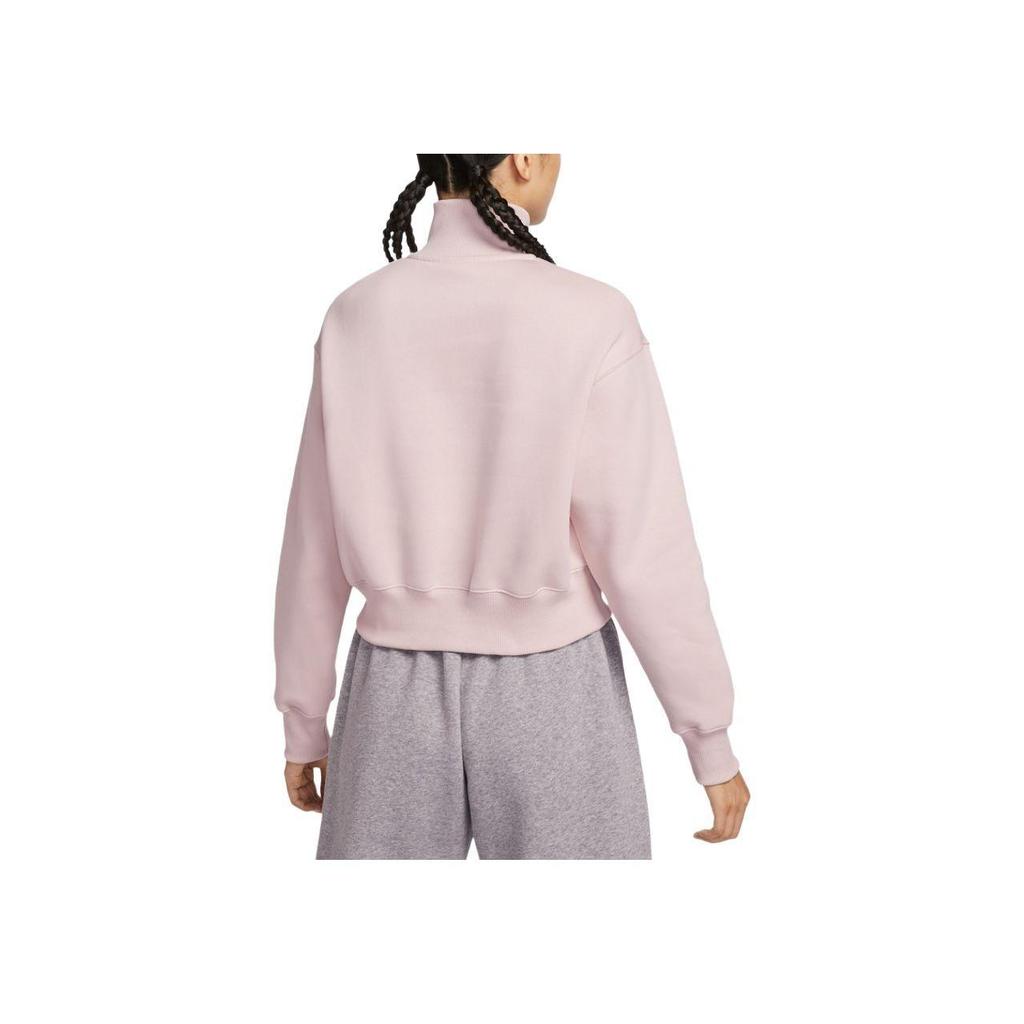Nike Sportswear Phoenix Fleece Half Zip Crop Sweatshirt Pink White Women DQ5768-667