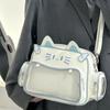 College-Stil Y2K Jk Umhängetasche Harajuku Transparente Tasche Ita Tasche Große Kapazität PU Katzen Rucksäcke Mädchen