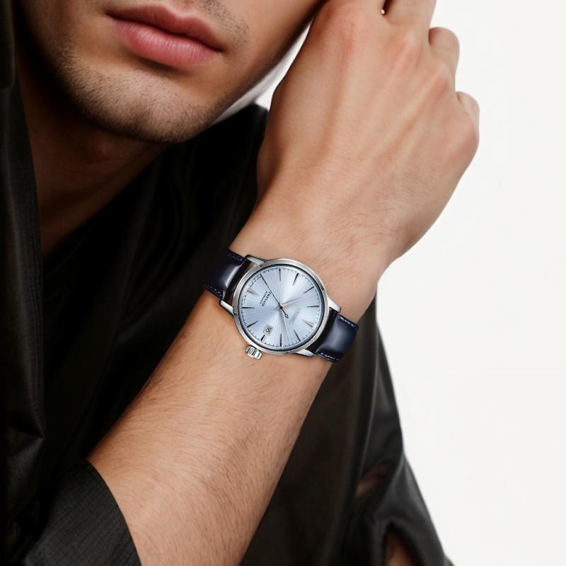 Seiko Pilot Cocktail Series Mechanical Movement Leather Strap Watch Men Watches Blue SRPB43J1