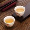 Boutique Suet Jade Ceramic Teacup Personal Meditation Cup Hand Painted Flowers Tea Bowl Pu'er Master Cup Tea Set Accessories