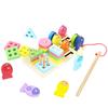 Children's Wooden 2-in-1 Magnetic Fishing Harness Parent-Child Shape Cognitive Matching Early Education Wooden Toys
