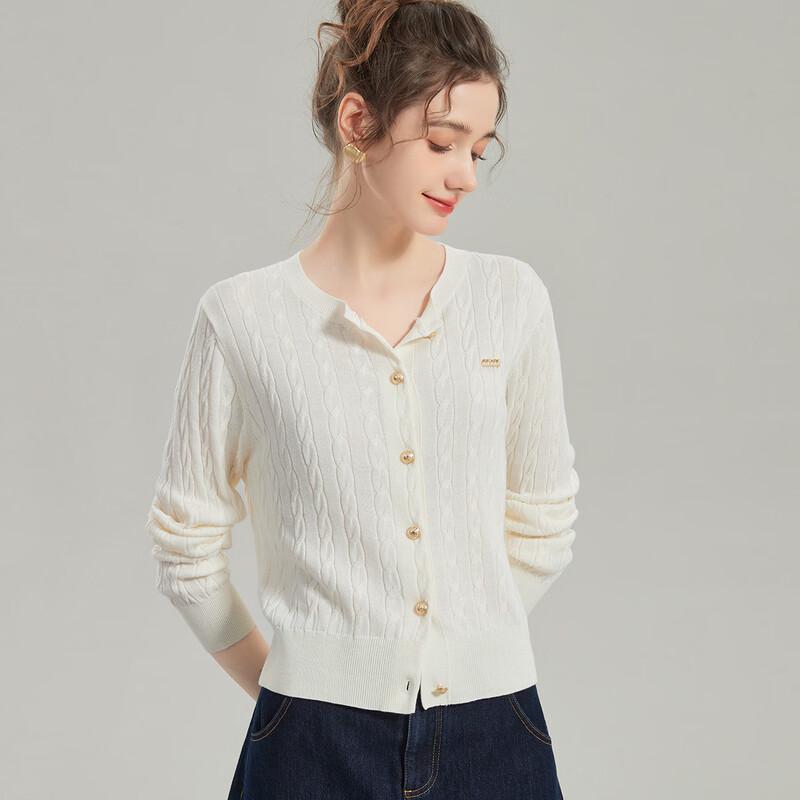 Snowforte Women's Wool-Blend Vintage Cable Knit Cardigan