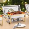 8 Qt 4 Pack Rectangle Chafing Dish Buffet Set Fullsize Pan Stainless Steel