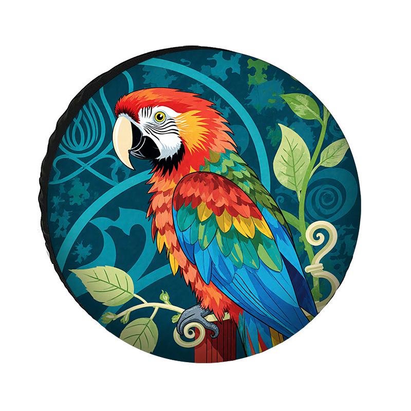 Fit Waterproof & Sunproof Macaw Parrot Tire Cover - Color-Changing Macaw Bird Design (///) - Car/SUV Wheel Cover, Durable Polyes