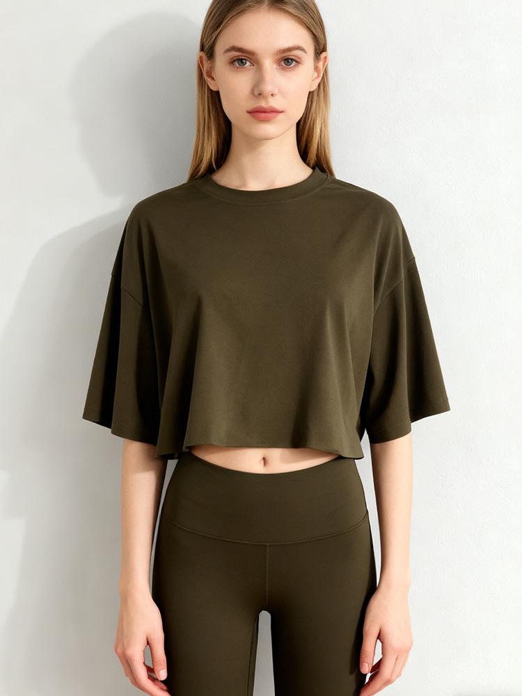 American Spicy Girl Short Sleeve Crop Top - Women's Summer Cotton Round Neck T-Shirt