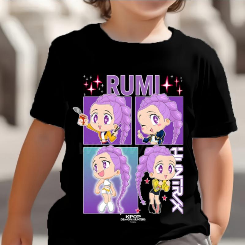 KPop Demon Hunters Kids T Shirt Huntrix Girl Saja Boys Baby Tops Toddler Tees Zoey Rumi Mira Clothes Children T-shirts Short Sleeve Wear