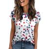 Women's Round Neck Short Sleeve Mid-Length T-Shirt Loose Casual Independence Day Printed Short Sleeve T-Shirt Top