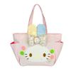 New cute rabbit ears flower canvas embroidered shoulder bag lunch bag portable student bento shoulder bag