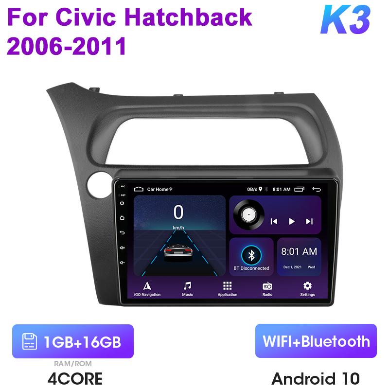 

2 Din Android 12 Автомагнитола для Honda Civic Хэтчбек 2006-2011 Мультимедийный видеоплеер GPS 4G Carplay Auto Стерео RDS Головное устройство