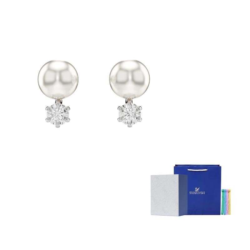 Swarovski Matrix Stud Earrings F-Camellia Embossed Gift Box белый