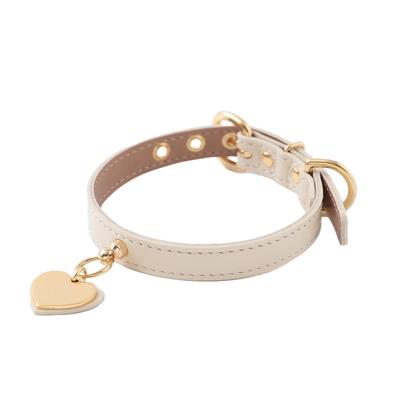 Charm Leather Dog Small Medium Dogs Genuine Cow Adjustable Going Out Monchéri [Heart Collar] Collar, Dogs, (M/Ivory), Leather, Lightweight, Size,