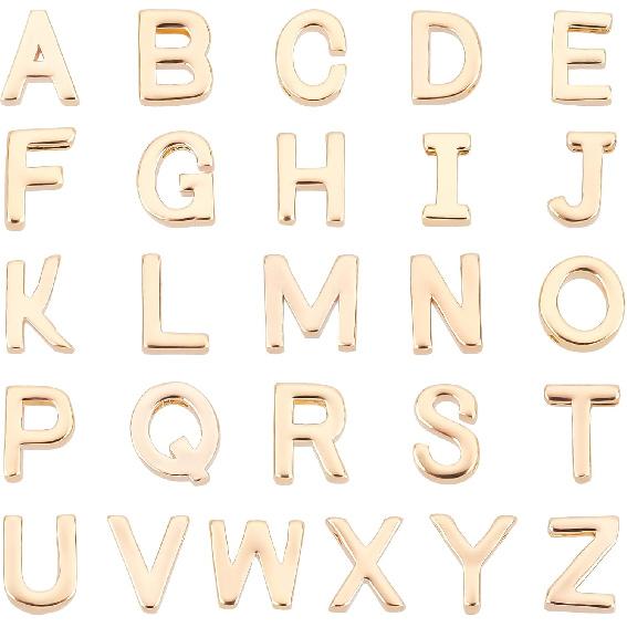 PH PandaHall 14K Gold Alphabet Letter Beads 26 A-Z Letter Charms Long-lasting Capital Letter Beads Small Brass Initial Charms Pendants for Meaningful