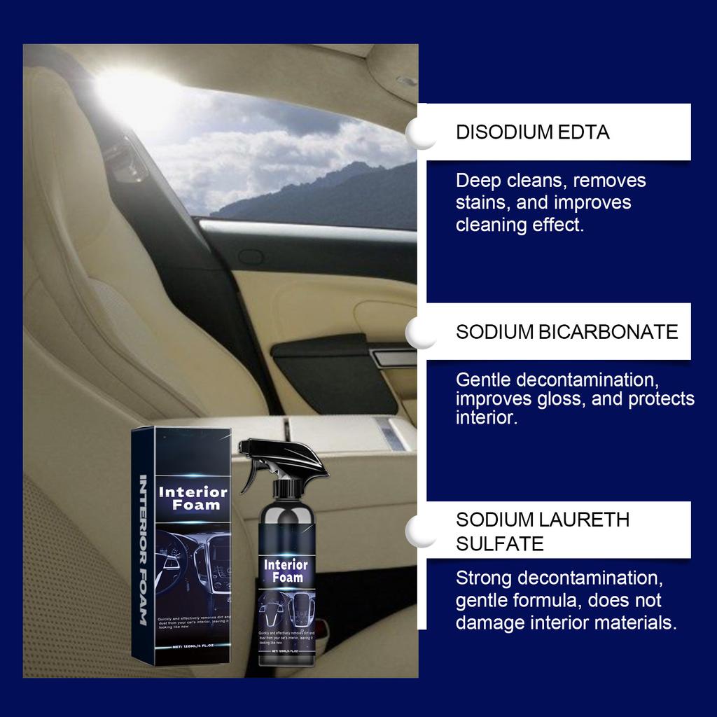 Multifunktionaler Auto-Innenraum-Schaumreiniger Schaumreiniger zur Fleckenentfernung auf Auto-Innenraum-Ledersitzen 120ml