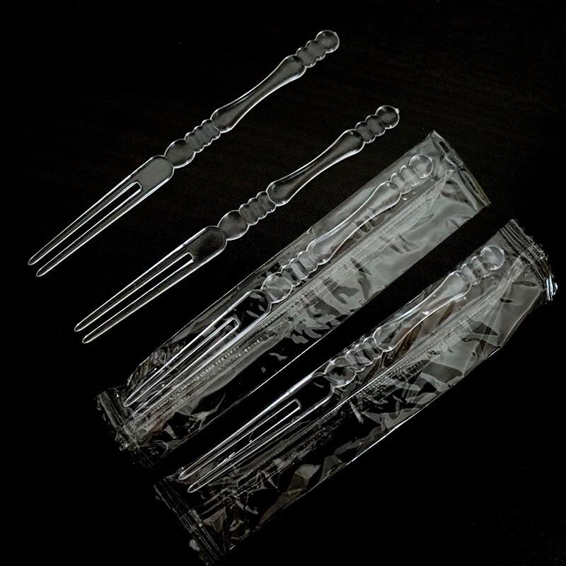 Miaojupin Transparent Plastic Bamboo Joint Fruit Forks