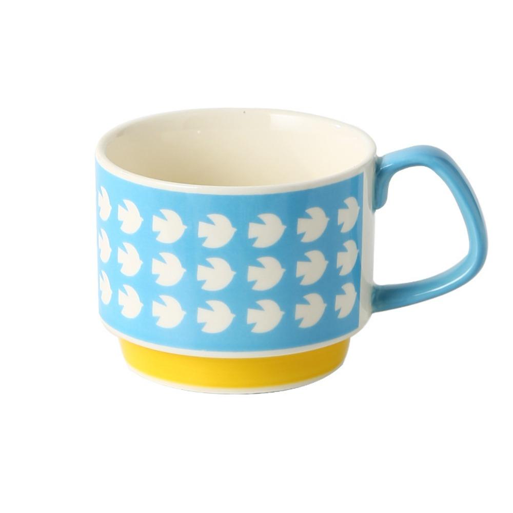 Underglaze Painting Japanese Coffee Mug 300ml Office Water Cup Creative Milk Oatmeal Cup  Office
