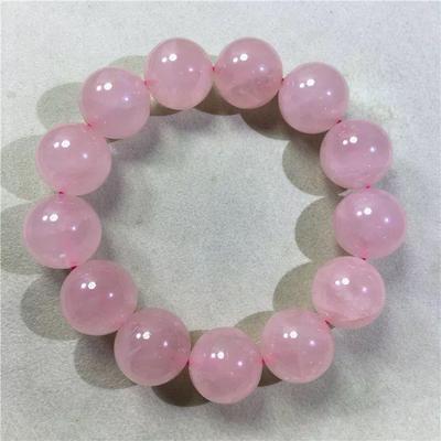 Rose Quartz Large Bead Bracelet - Natural Ice Powder Crystal for Women and Couples