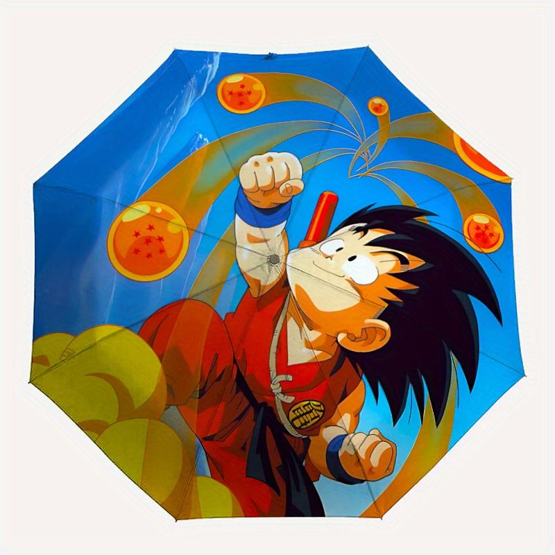 Paraguas Plegable Automático de Dragon Ball Goku, Paraguas de Viaje, Marco Duradero de Plástico y Hierro, Adecuado para Exteriores y Necesidades Diarias, a0818081