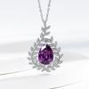 925 Sterling Silver Purple Zircon Pendant Necklace Birthday Party Anniversary Gift
