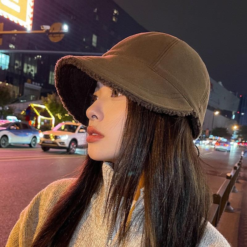 Women S Lamb Fleece Thick Short Brim Warm Winter Baseball Cap