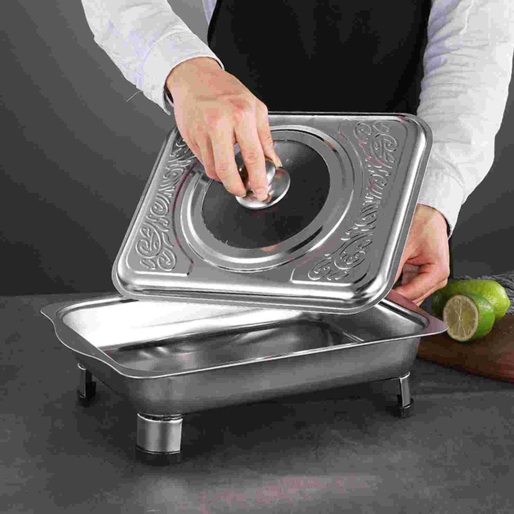 Steel Buffet Serving Tray for Holder Fruit Pans Dish Chafing Server Kitchen Food Rack Dishes
