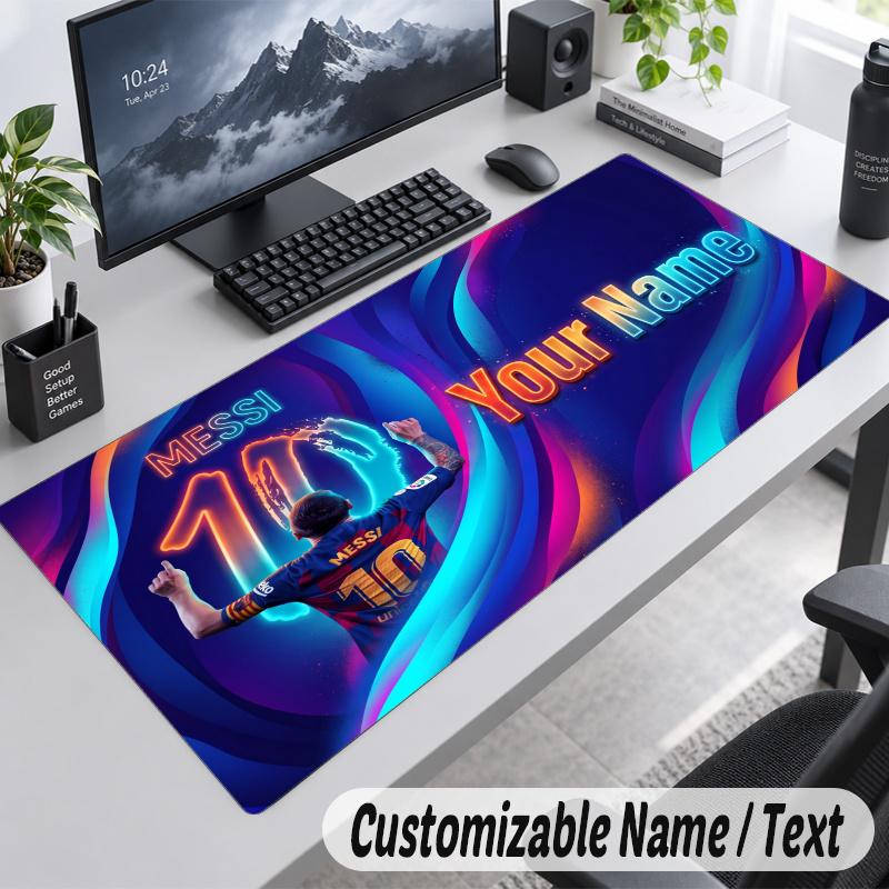 Lionel Messi Personalized Large Mouse Pad Custom Name Text Extended Desk Mat Gaming Mousepad