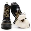 Real Wool 8 Platform Locomotive Boots Side Zipper British Short Boots, Women's Versatile Large Size Tooling Martin Boots