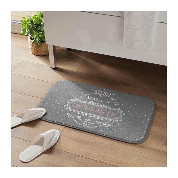 Tapis de bain - Maison de Famille - Des. Place - Microfibre - Gris