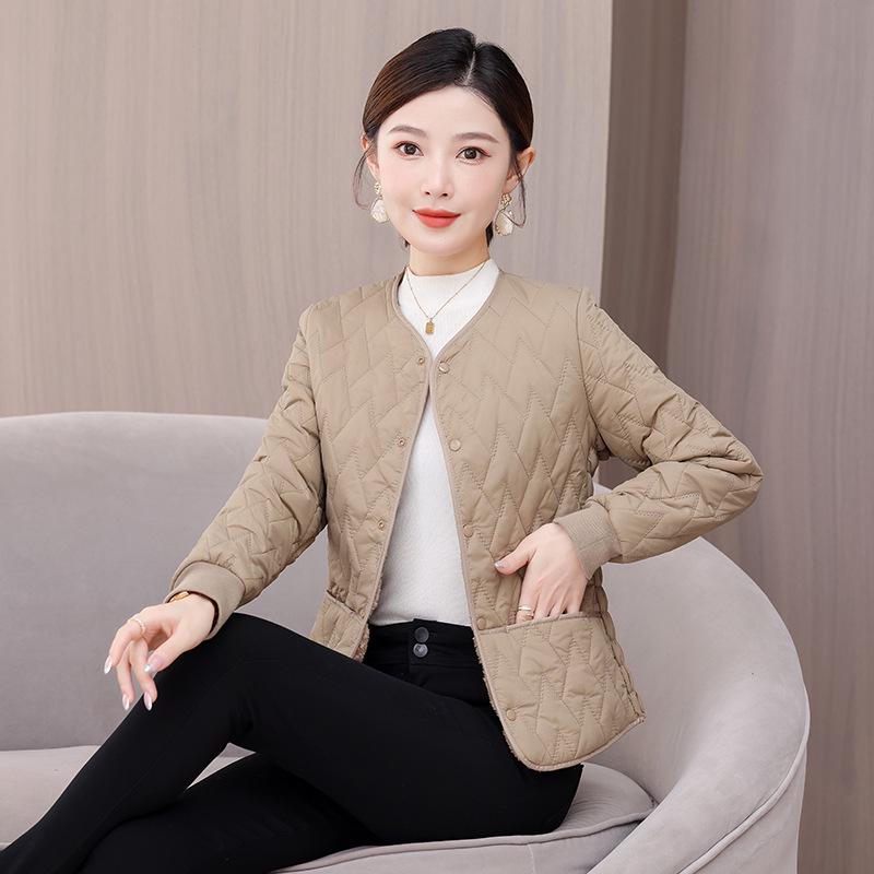 

Women s Lightweight Cotton Padded Jacket with Velvet Lining - 2025 Trendy Short Style M (Up to 100 jin) хакі