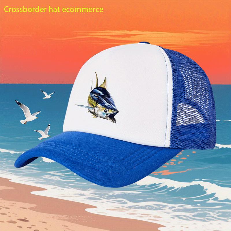 Tuna Fish Print Trucker Hat Breathable Mesh Baseball Cap Casual Outdoor Sports Adjustable Summer Hat