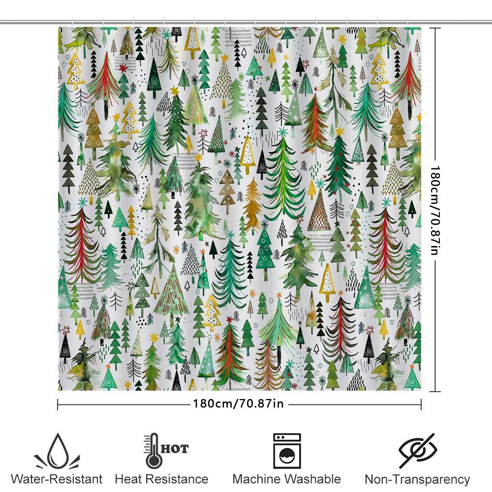 Forest Deer Botanical Shower Curtain Nature Trees Woodland Bathroom Decor Rustic Farmhouse Shower Curtains Vintage Greenery