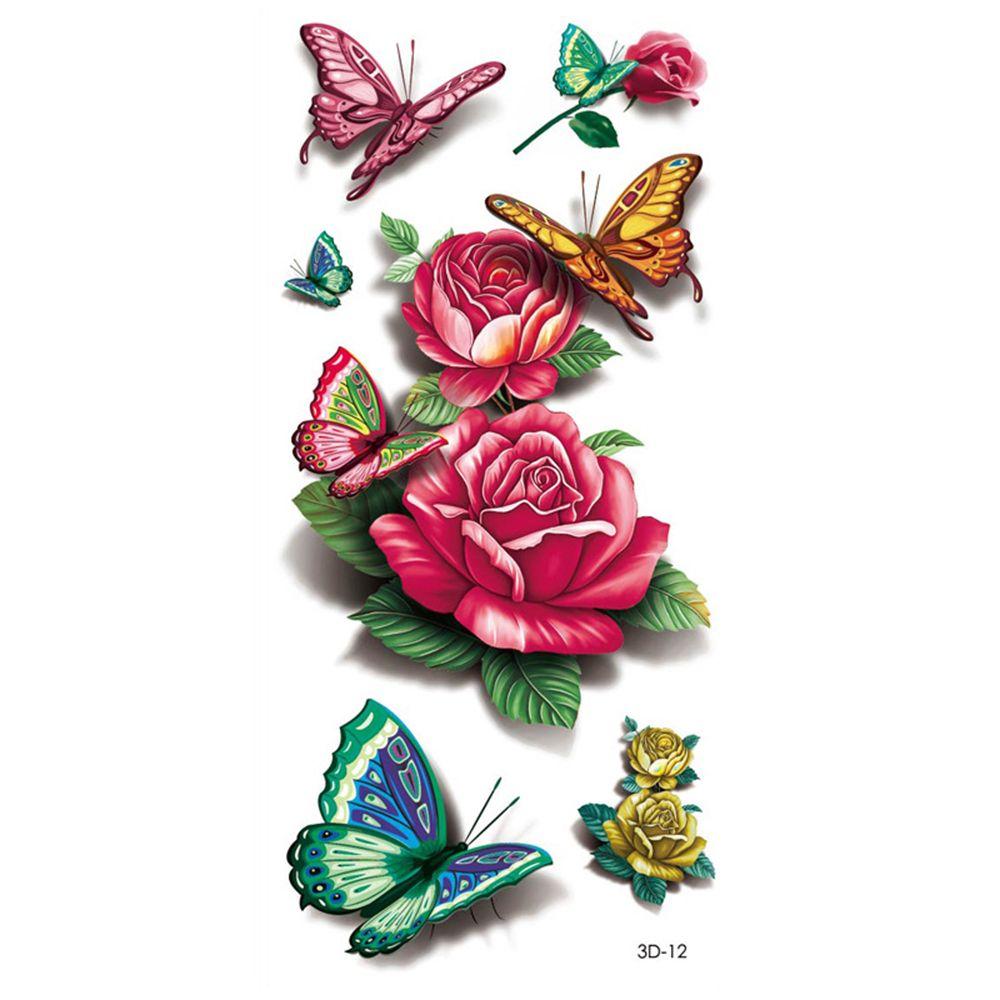 Easy To Clean 3D Butterfly Flower Feather Party Accessories Women Tattoo Sticker Body Stickers