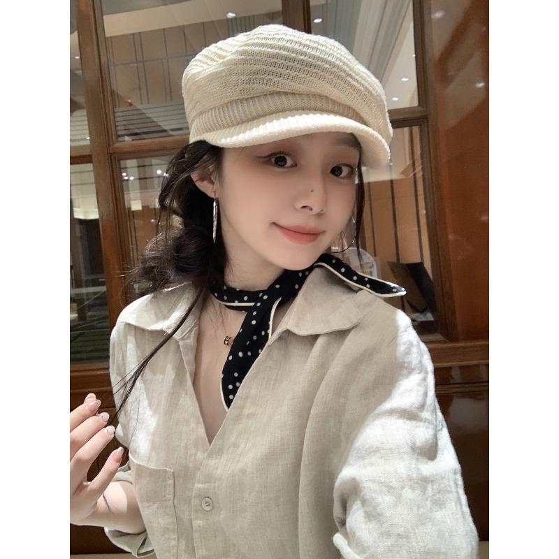 Black Beret New Style Women's Large Head Circumference Versatile Trendy Face Small Newsboy Hat Painter Hat