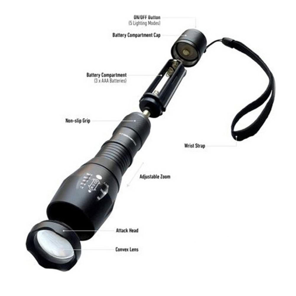 Exquisite 40x Strong Light LED Flashlight Long Shot Torch for Household Outdoor Activities