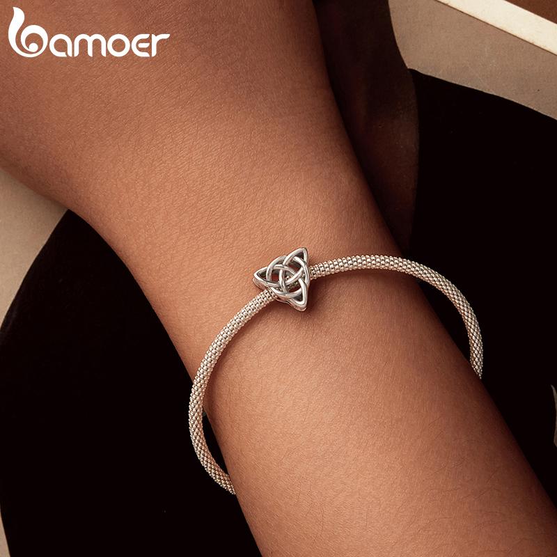 Bamoer Ciondolo Nodo Celtico in Argento 925 Amuleto Vichingo Fascino Amore Per Donne Uomini Festa Vichinga Regalo Gioielli Raffinati