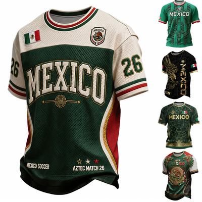 Men's Casual Soccer Graphic Printed Short Sleeve Top for Everyday Sporty Wear