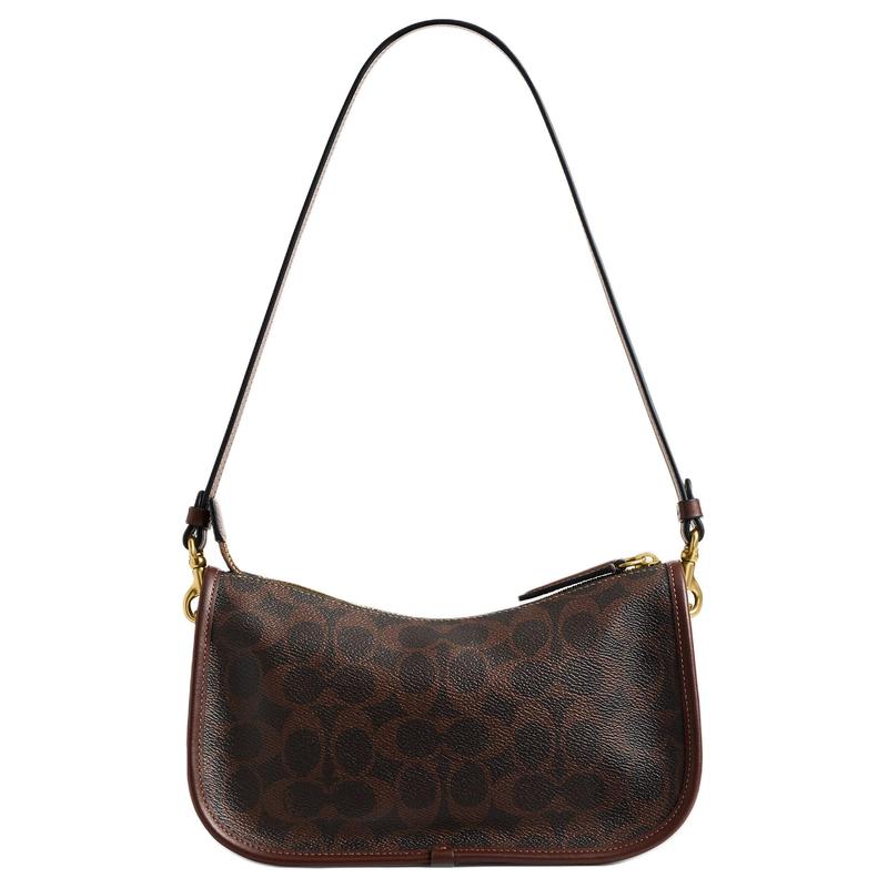 Coach Waverly 24 Brass Metal Hardware Faux Leather with Calf Leather Crossbody Shoulder Bag Medium Women's Maple Brown