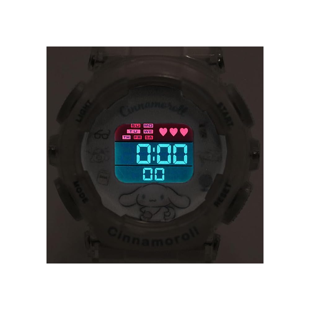 Sun Flame J-Axis Cinnamoroll Digital Watch with Backlight, Alarm Function, Girls Clear Design