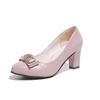 New work single shoes women's casual fashion round head soft leather Korean version medium and high heel leather shoes women's patent leather