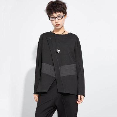Maglietta a maniche lunghe oversize nera casual ampia primavera autunno inverno top maglietta da donna