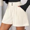 Women's Button Front Shorts Elastic High Waist Wide Leg Summer Shorts