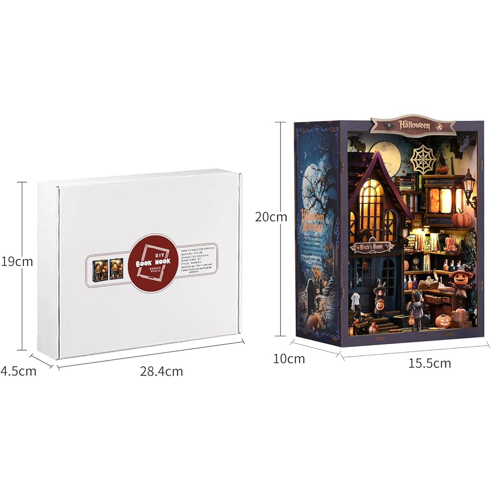 CRESYMME Miniature House Dollhouse Book Nook Kit Wooden DIY 3D Craft Halloween Castle Design