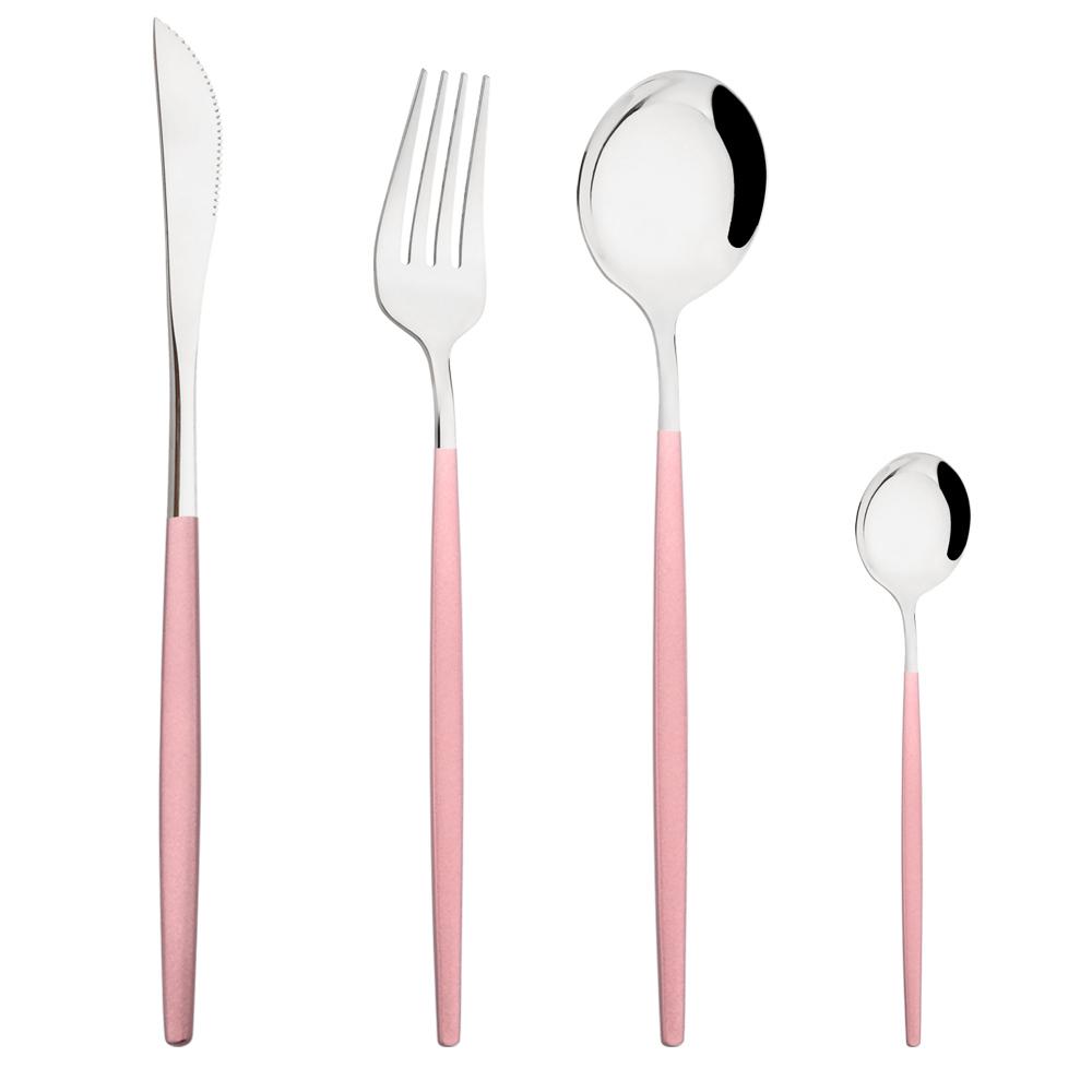 Western Purple Silver Tableware New Dinnerware Set 4Pcs Stainless Steel Kitchen Knife Fork Spoon Complete Cutlery Flatware Set