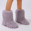 Furry Faux Fur Boots for Women Fuzzy Fluffy Mid Calf Snow Boots Winter Suede Warm Fur Lined Booties Flat Boots Women's Casual Ankle Booties Shoes