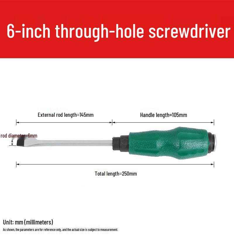 High-Hardness Chrome Vanadium Steel Through-Tang Slotted & Phillips Screwdriver - Hammer-Friendly Hand Tool.