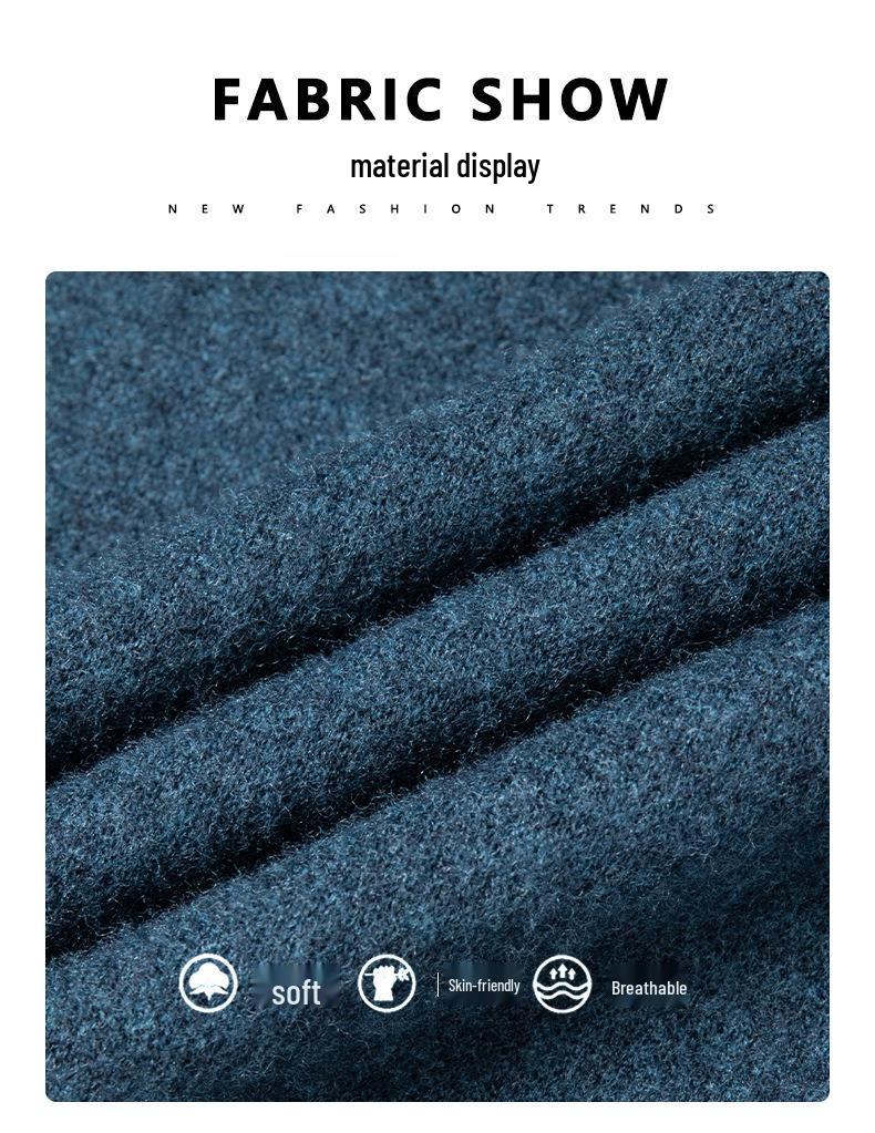 Märkes herrkofta i 100 % ull med dragkedja, avslappnad och mångsidig, tjock varm stickad plagg för unga och medelålders män