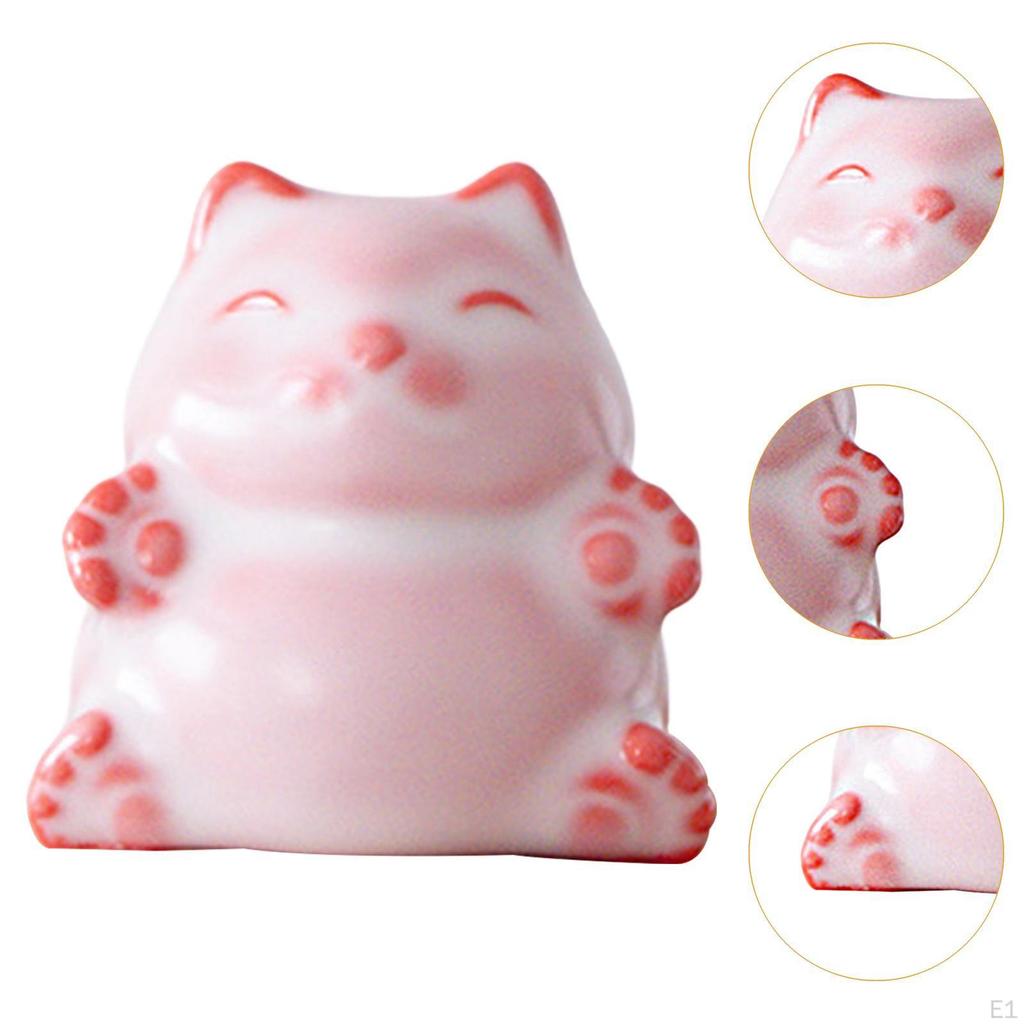 Lucky Cat Statue Tea Decoration Collectibles Tabletop Ornament Miniature Animal Figurine for Tearoom