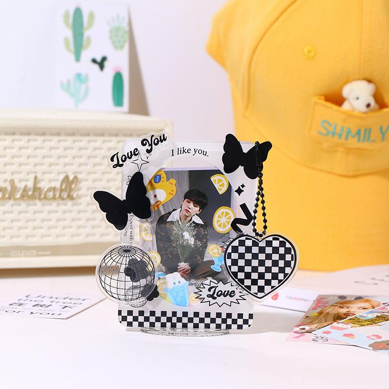 3 Inch Acrylic Photo Frame Idol Postcards Display Photo Cards Decoration Card Holder Fashion Chain Stand Card Protective Case