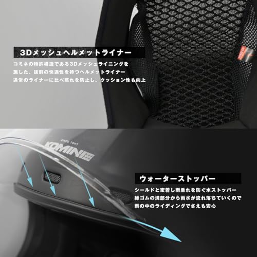 Komine Motorcycle HK-190 Neo Retro Full Face Helmet Basalt Gray XL